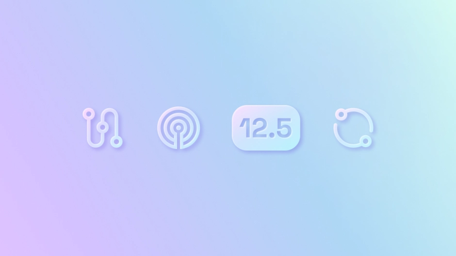 a lineup of the updated browser icons against an abstract background